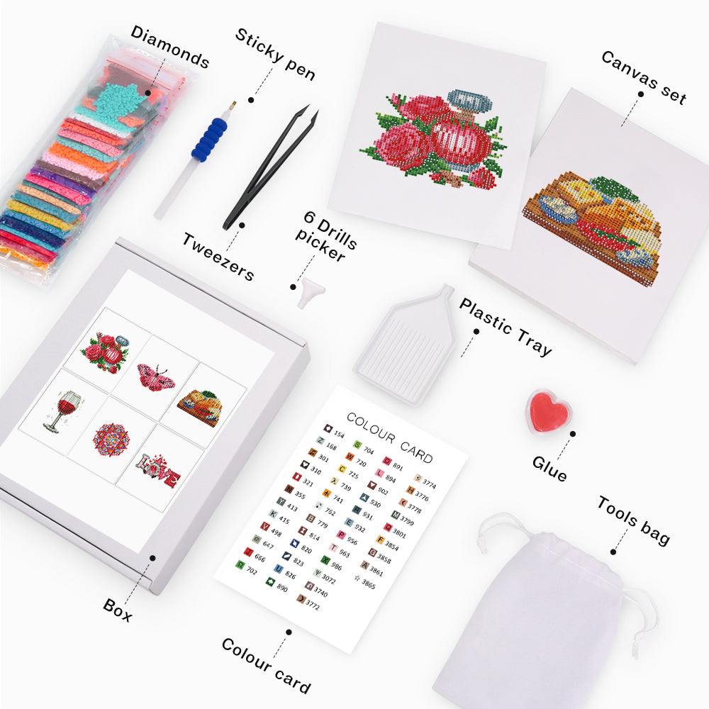 Set of 6 Date Night - Mini Diamond Painting Kits