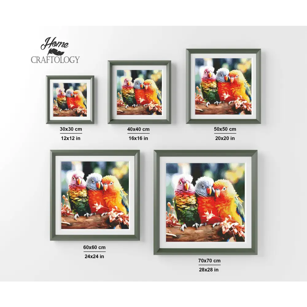 3 Rainbow Lorikeets - Exclusive Premium Diamond Painting Kit - Diamond Painting Kit