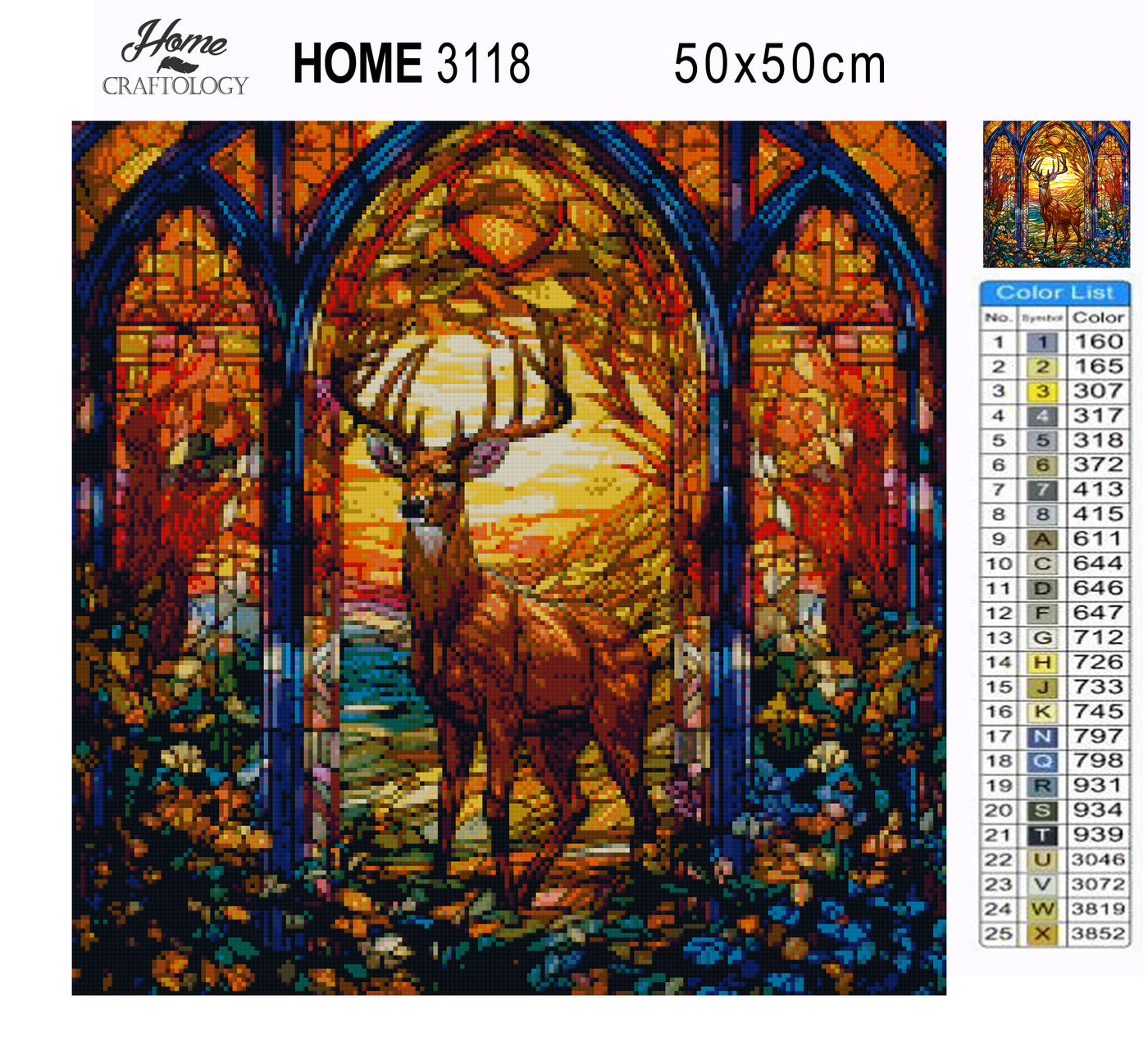 Stained Glass Deer in the Forest - Premium Diamond Painting Kit