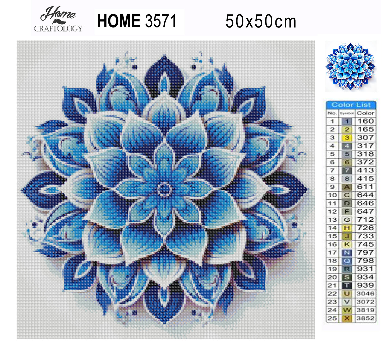 Blue Flower Mandala - Exclusive Premium Diamond Painting Kit