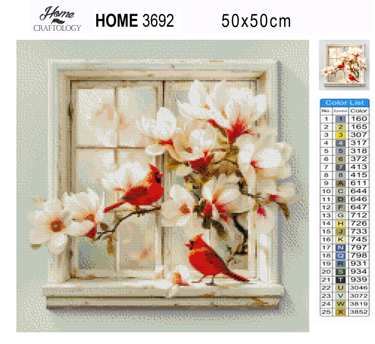 Magnolias in Bloom with Red Cardinals - Time Limited Exclusive Diamond Painting Kit