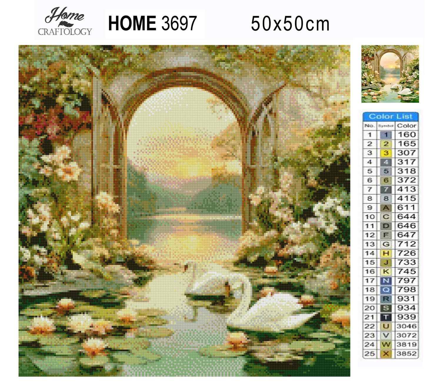 Sunset Lilies and Swans on the Lake - Time Limited Exclusive Diamond Painting Kit