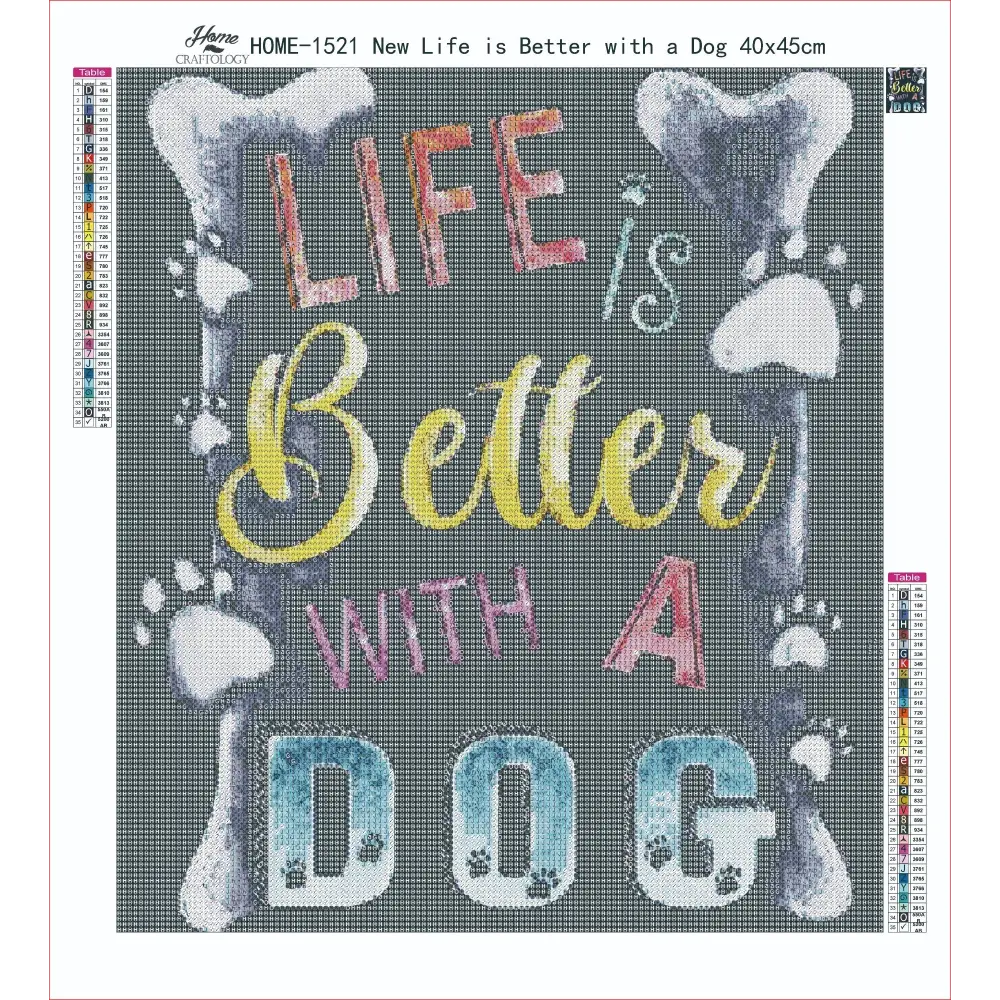 AB New Life is Better with a Dog - Exclusive Premium Diamond Painting Kit - Diamond Painting Kit