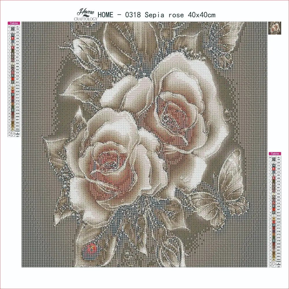 AB Sepia Roses - Premium Diamond Painting Kit - Diamond Painting Kit