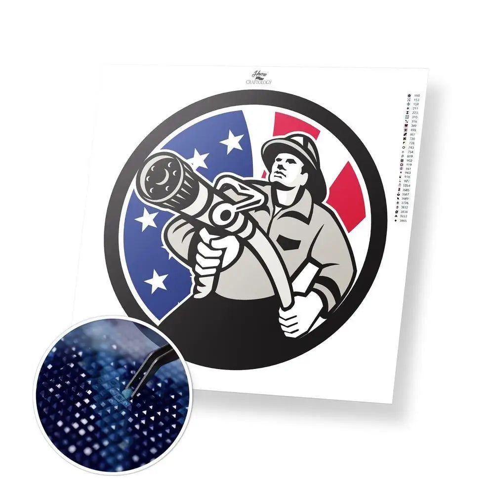American Firefighter - Premium Diamond Painting Kit - 30x30cm / 12x12’’ / Square (Most Popular) - Diamond Painting Kit