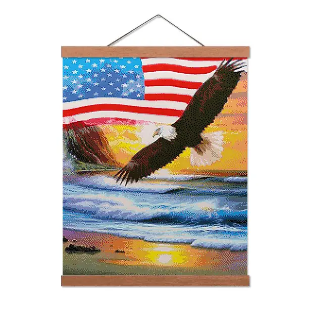 American Flag with Eagle Flying - Premium Diamond Painting Kit - Diamond Painting Kit