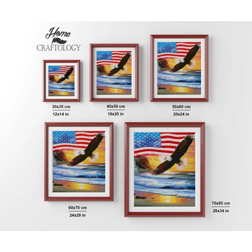 American Flag with Eagle Flying - Premium Diamond Painting Kit - Diamond Painting Kit
