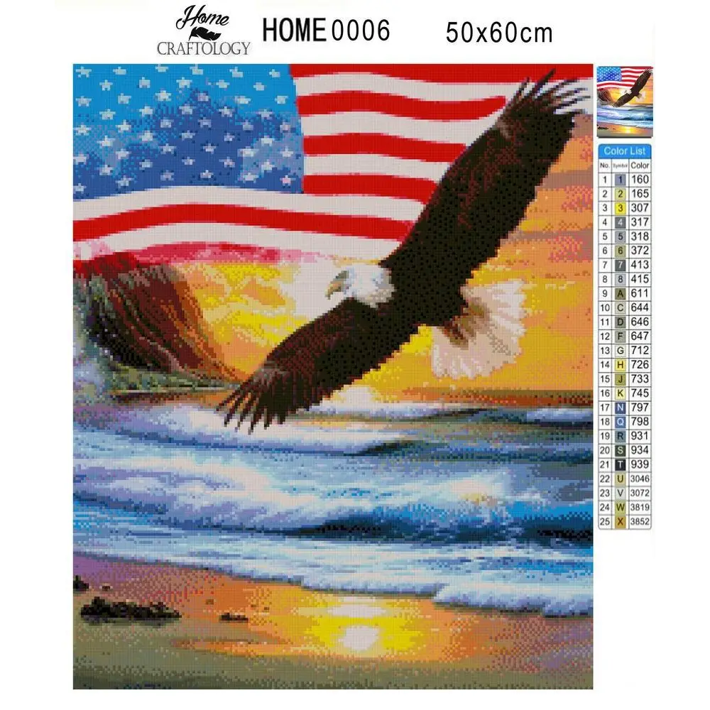 American Flag with Eagle Flying - Premium Diamond Painting Kit - Diamond Painting Kit
