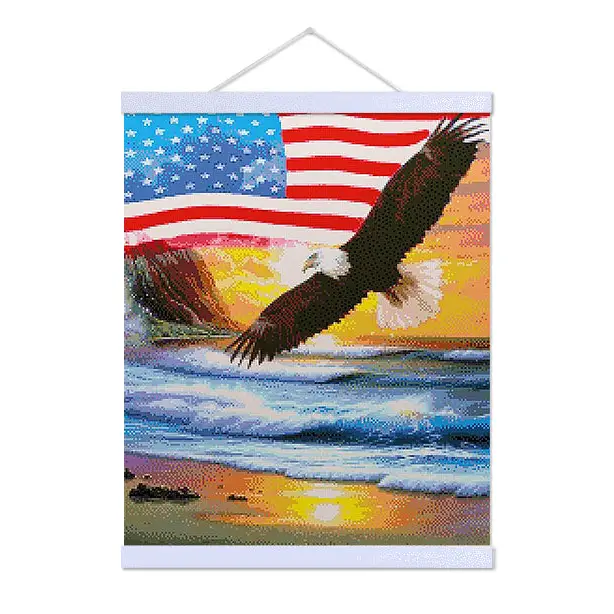 American Flag with Eagle Flying - Premium Diamond Painting Kit - Diamond Painting Kit