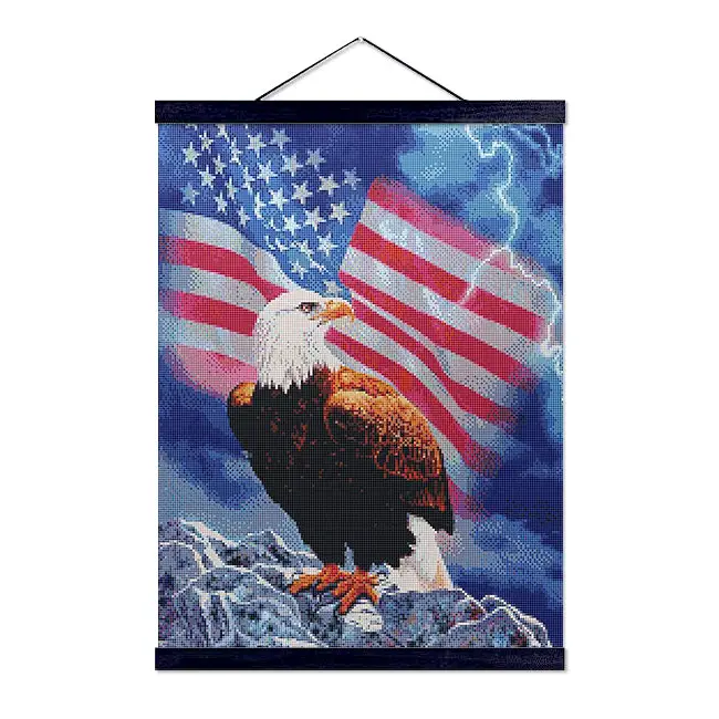 American Flag with Fierce Eagle - Premium Diamond Painting Kit - Diamond Painting Kit