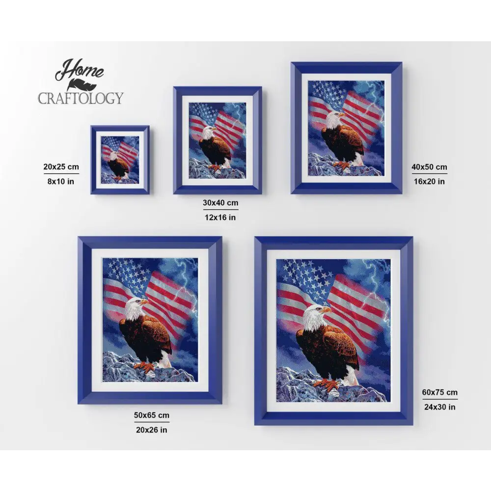 American Flag with Fierce Eagle - Premium Diamond Painting Kit - Diamond Painting Kit