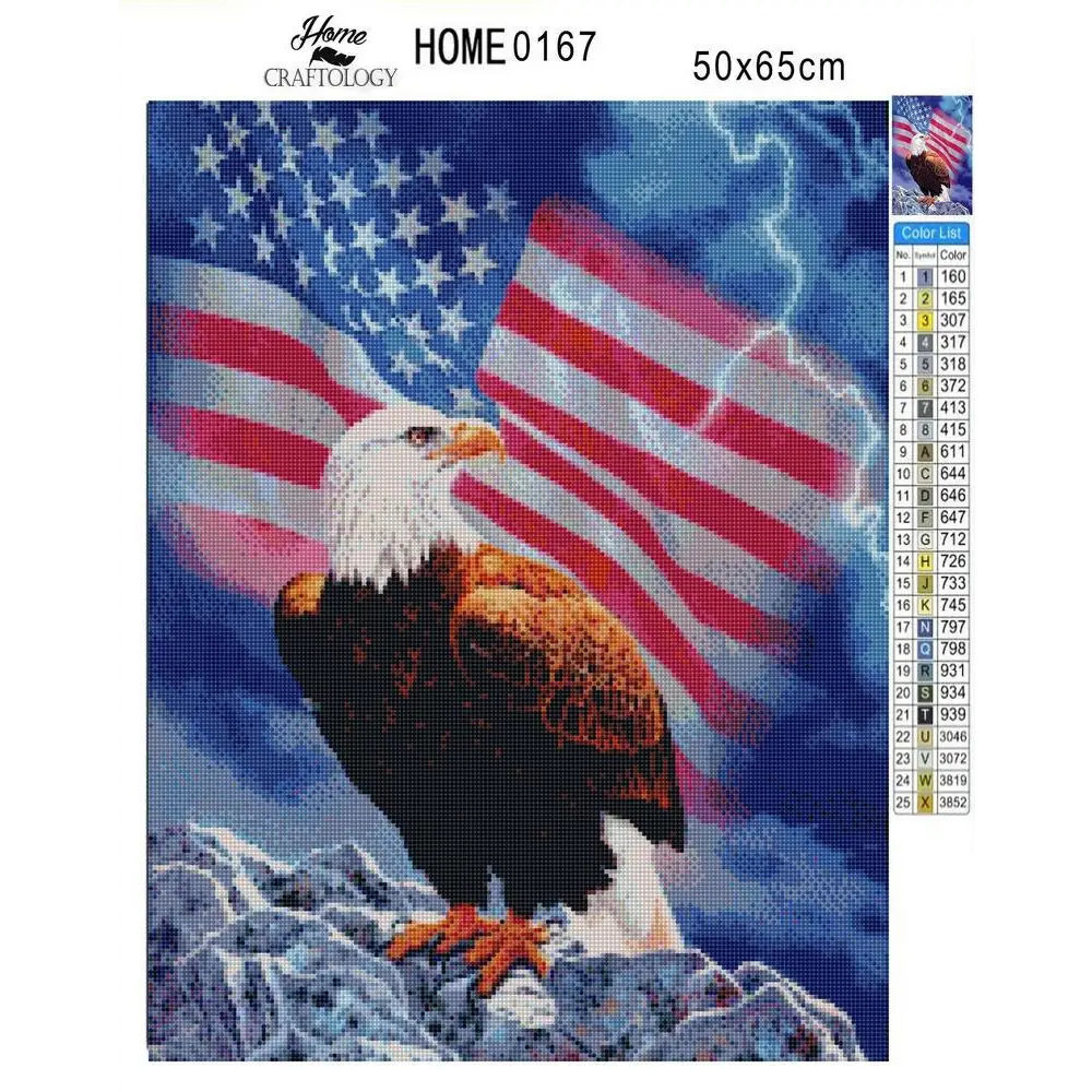 American Flag with Fierce Eagle - Premium Diamond Painting Kit - Diamond Painting Kit