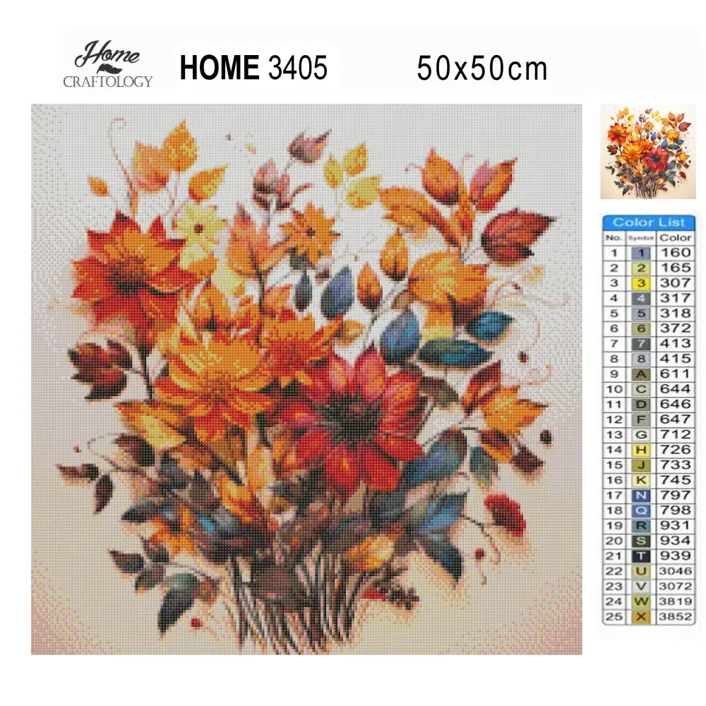Autumn Flowers - Exclusive Premium Diamond Painting Kit - Diamond Painting Kit
