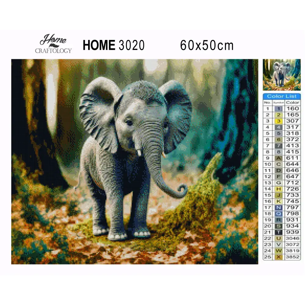 Baby Elephant - Premium Diamond Painting Kit - Diamond Painting Kit
