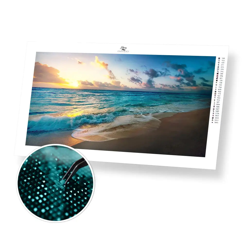 Beach and Sunset - Premium Diamond Painting Kit - 55x30cm / 22x12’’ / Square (Most Popular) - Diamond Painting Kit