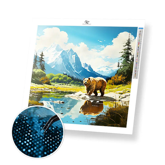 Bear with a View - Exclusive Premium Diamond Painting Kit - 30x30cm / 12x12’’ / Square (Most Popular) / No Frame