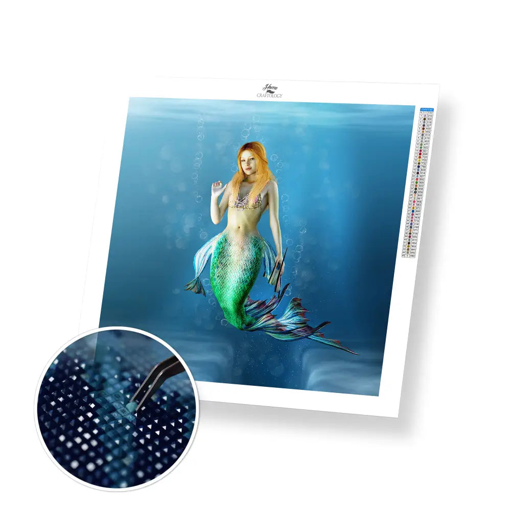 Beautiful Mermaid - Premium Diamond Painting Kit - 30x30cm / 12x12’’ / Square (Most Popular) - Diamond Painting Kit