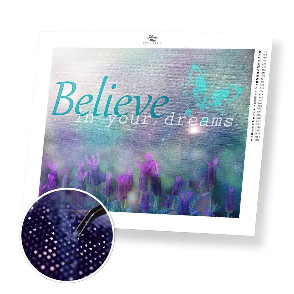 Believe in your Dreams - Premium Diamond Painting Kit - 35x30cm / 14x12’’ / Square (Most Popular) - Diamond Painting Kit