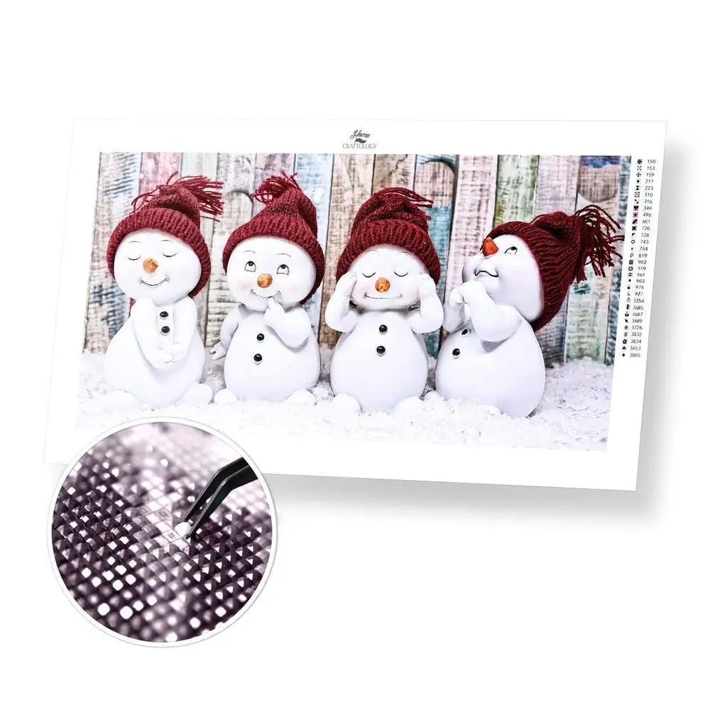 Best Selling Christmas Diamond Painting Kits - Cute Snowmen - 95x50cm / 37x20’’ (Recommended) Square