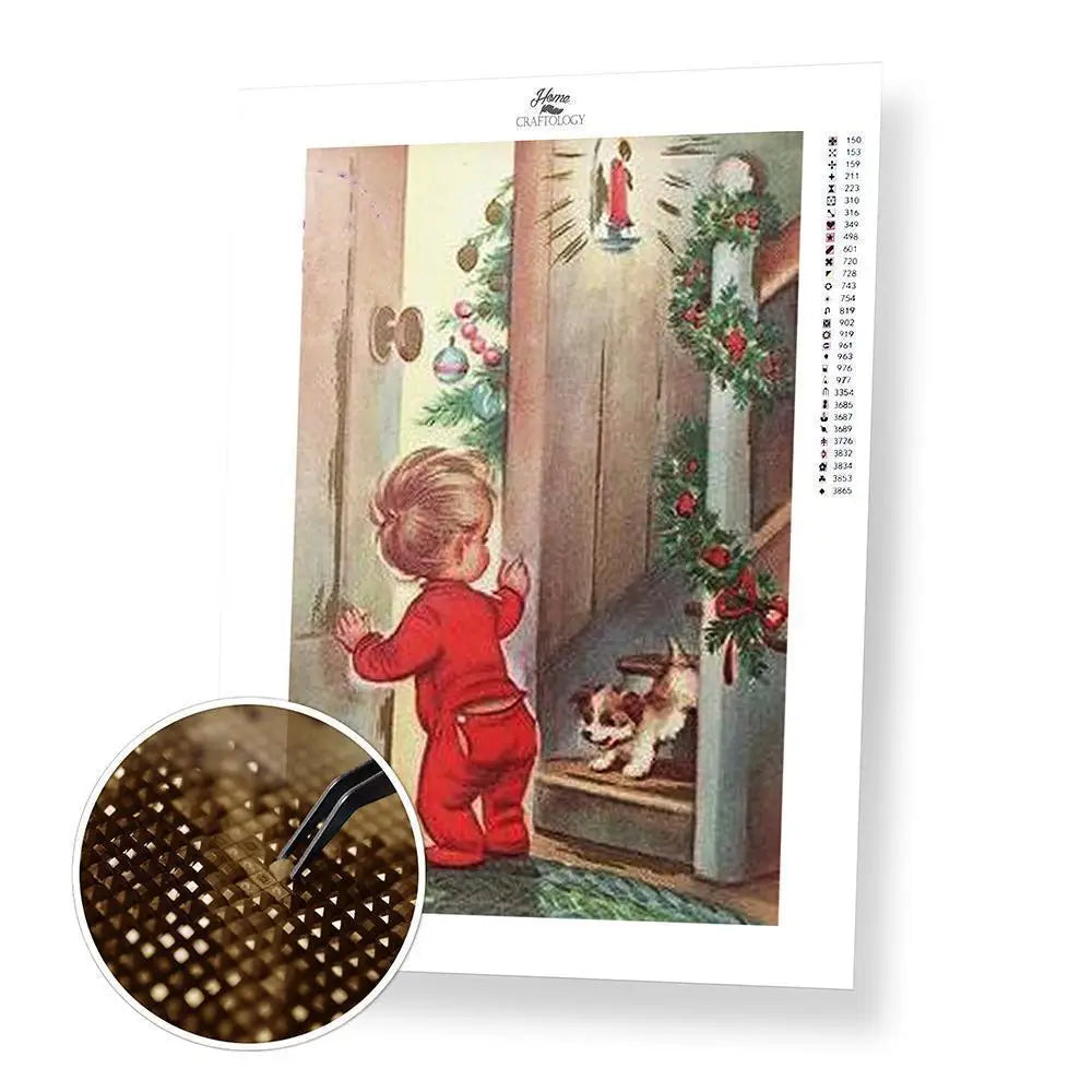 Best Selling Christmas Diamond Painting Kits - Little Boy Waiting for Santa - 40x60cm / 16x24’’ (Recommended) Square