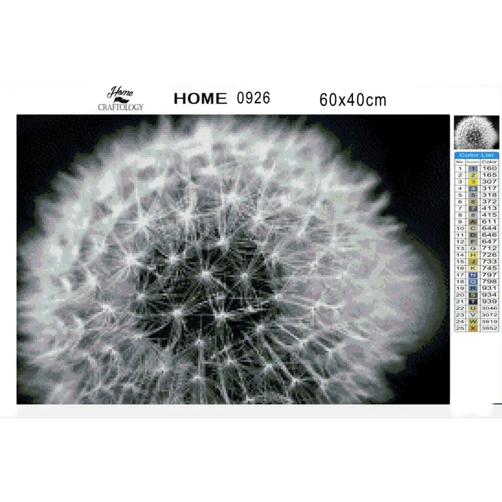 Black and White Dandelion - Diamond Painting Kit - Home Craftology