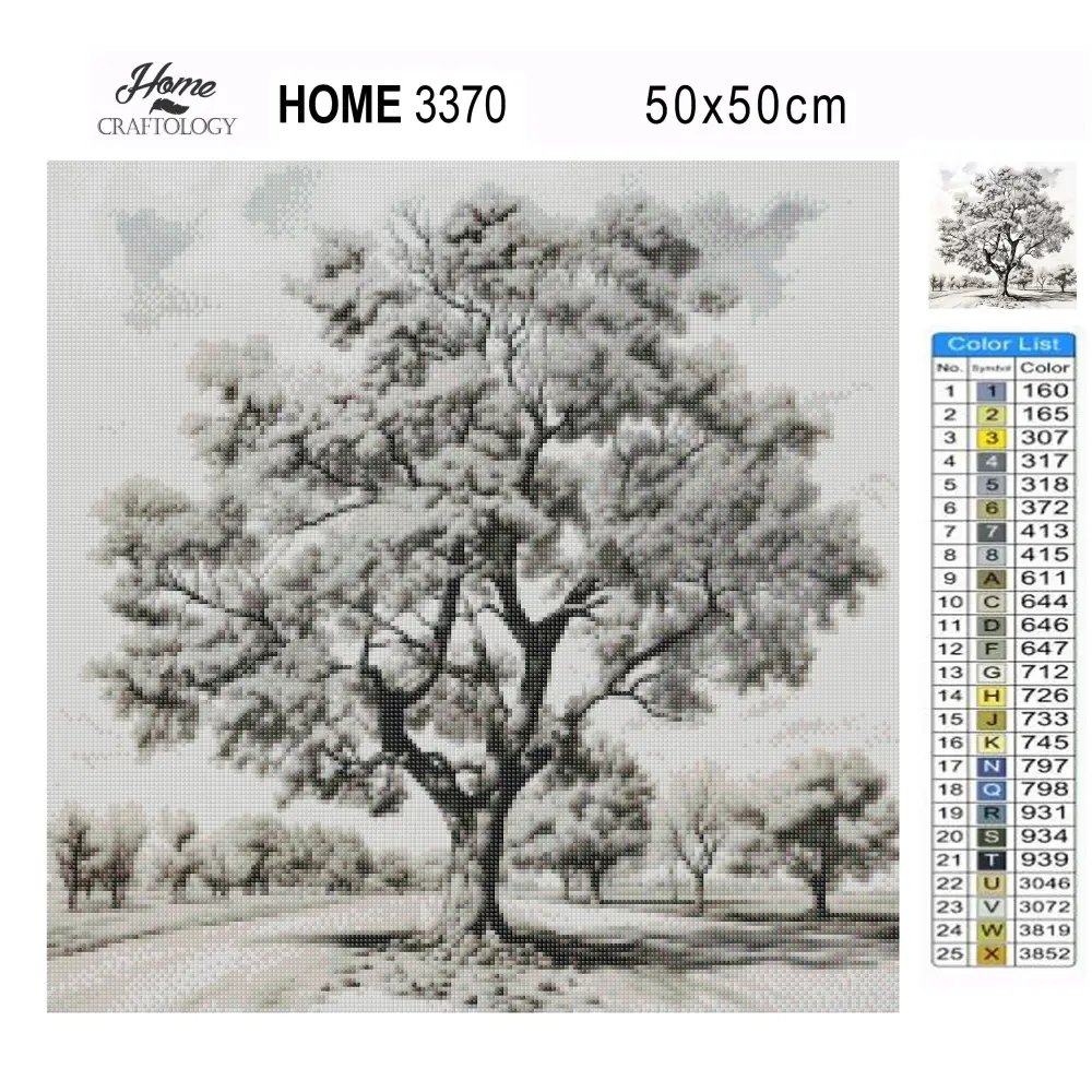 Black and White Tree - Exclusive Premium Diamond Painting Kit - Diamond Painting Kit