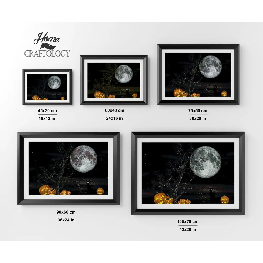 Black Cat on a Full Moon - Premium Diamond Painting Kit - Diamond Painting Kit