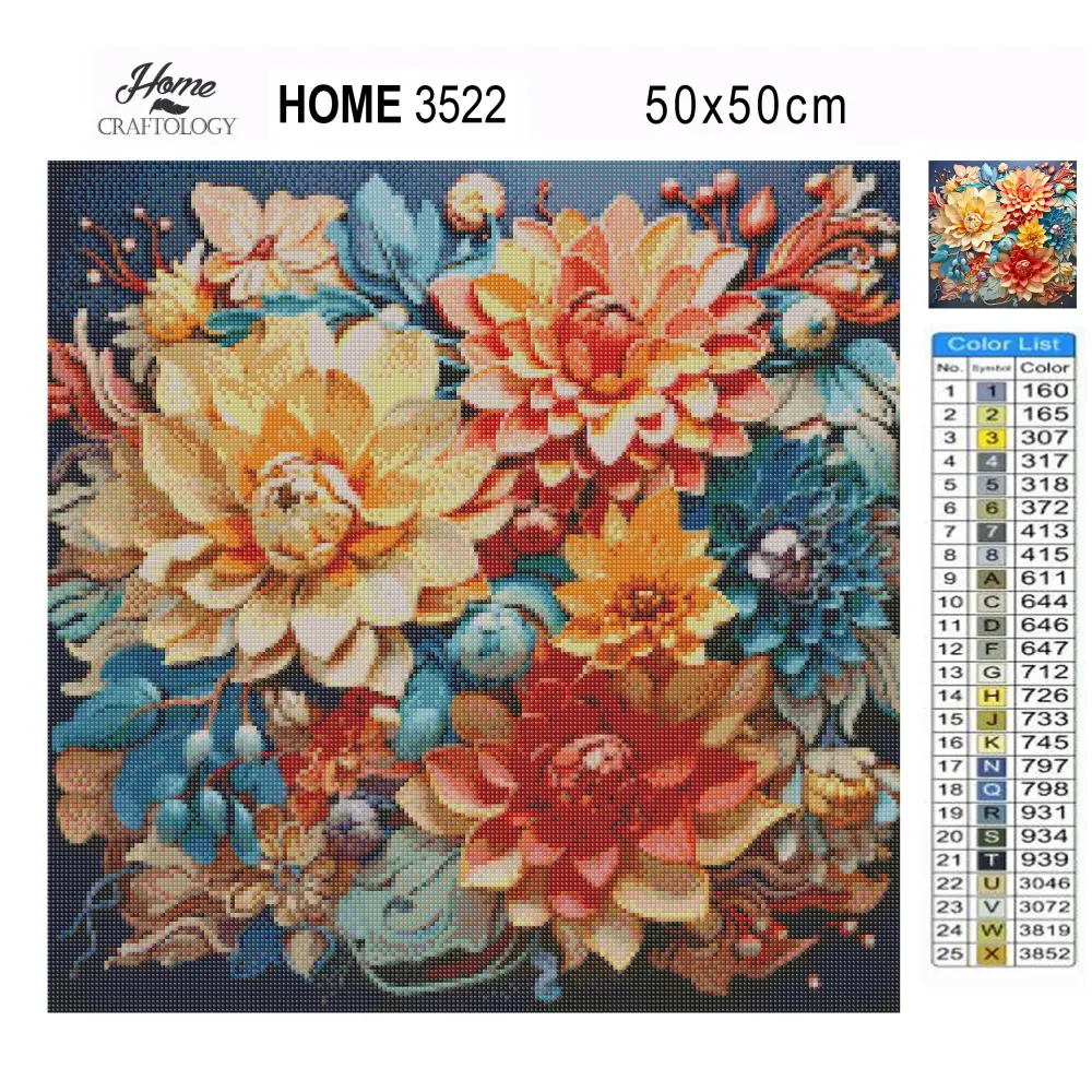 Blooming Flowers - Exclusive Premium Diamond Painting Kit - Diamond Painting Kit
