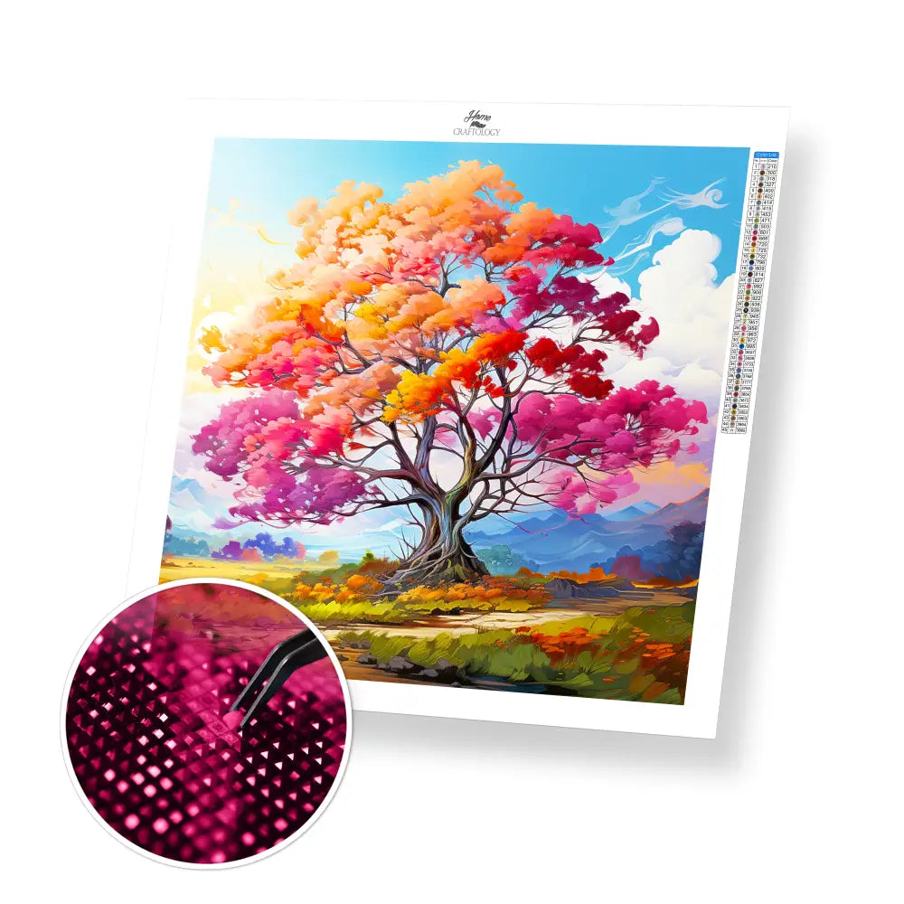Blooming Tree - Exclusive Premium Diamond Painting Kit - 20x20cm / 8x8’’ / Square (Most Popular) / No Frame - Diamond