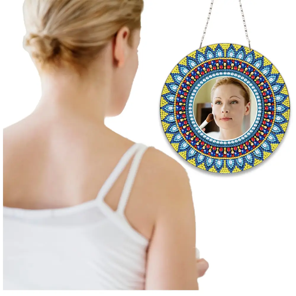 Blue and Yellow Sun - Diamond Painting Mirror - Mirror