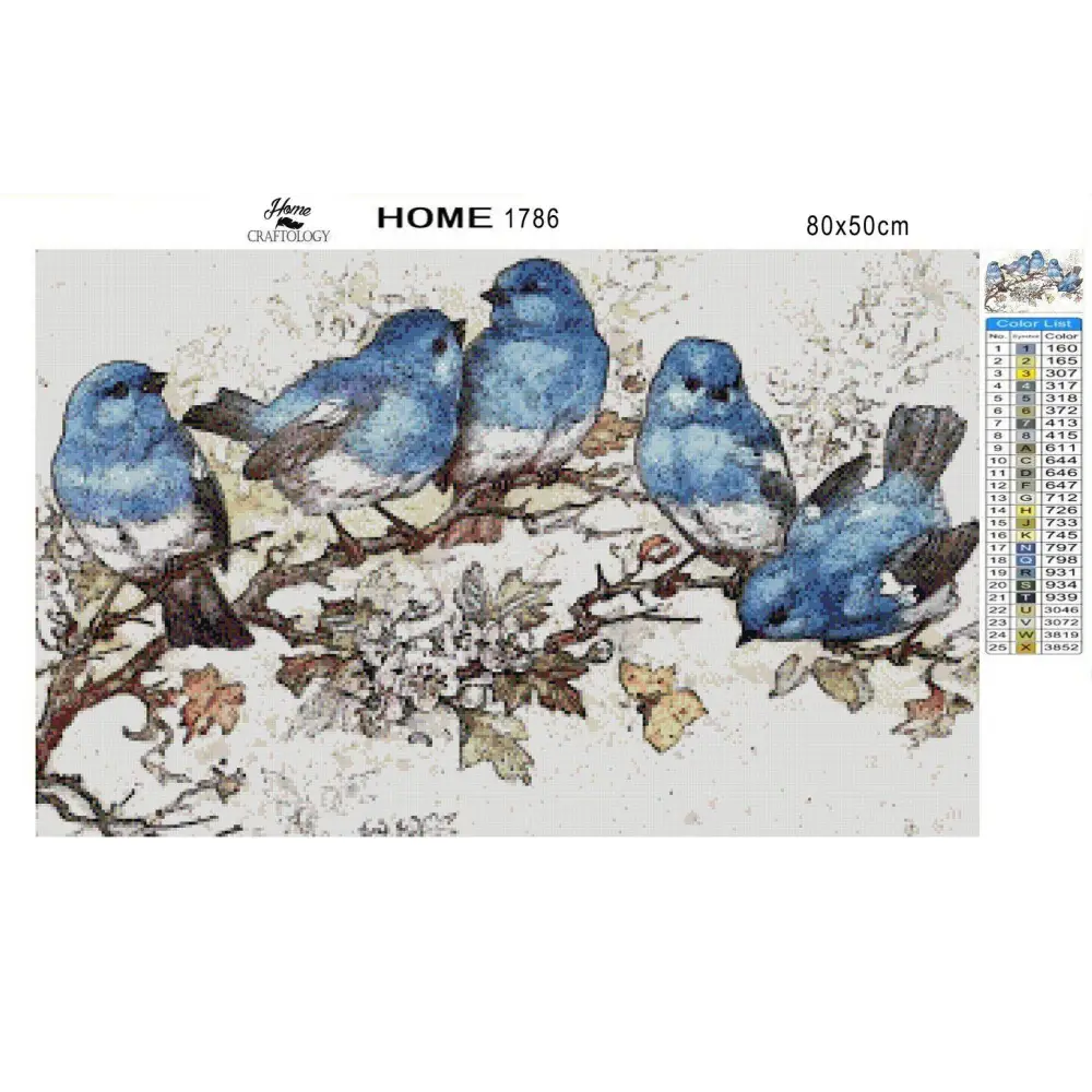 Blue Birds and Blossoms - Premium Diamond Painting Kit - Diamond Painting Kit