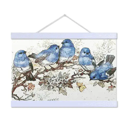 Blue Birds and Blossoms - Premium Diamond Painting Kit - Diamond Painting Kit