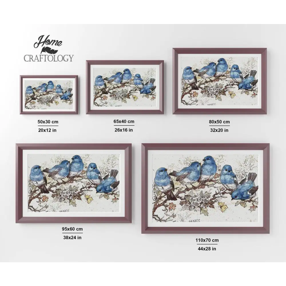 Blue Birds and Blossoms - Premium Diamond Painting Kit - Diamond Painting Kit