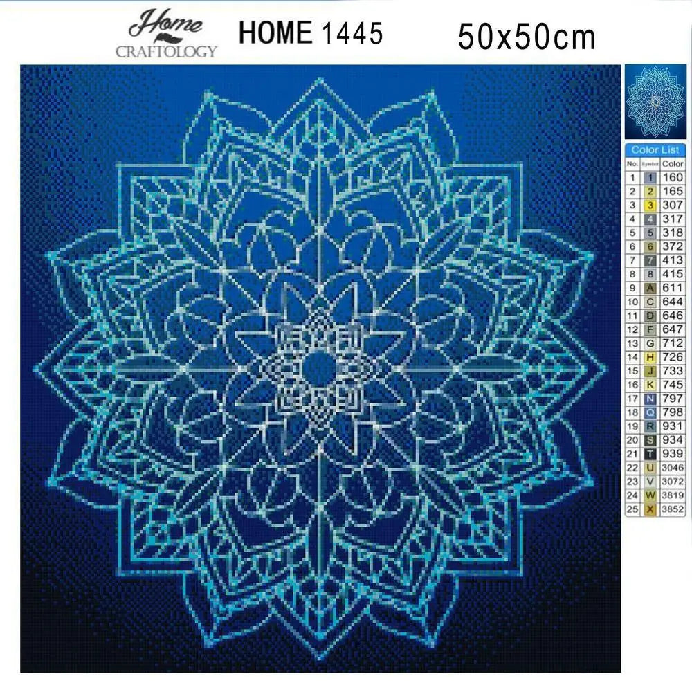 Blue Floral Mandala - Premium Diamond Painting Kit - Diamond Painting Kit