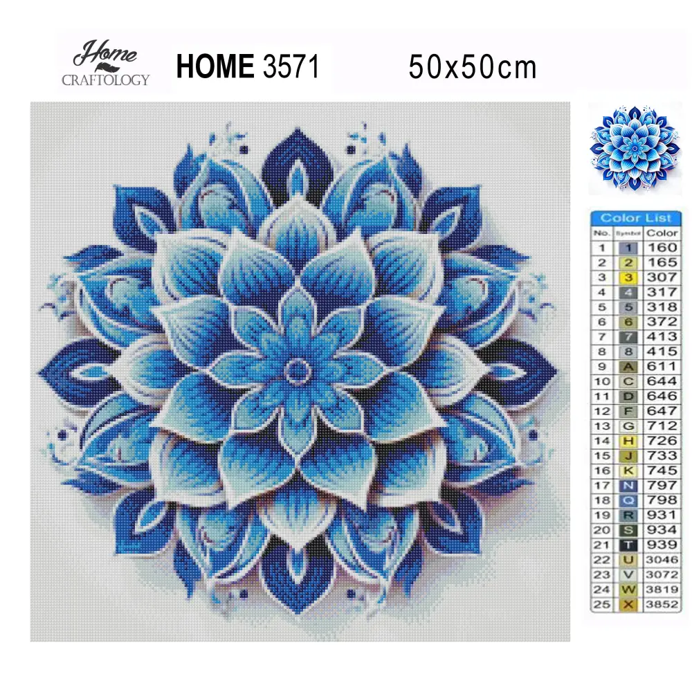 Blue Flower Mandala - Exclusive Premium Diamond Painting Kit - Diamond Painting Kit