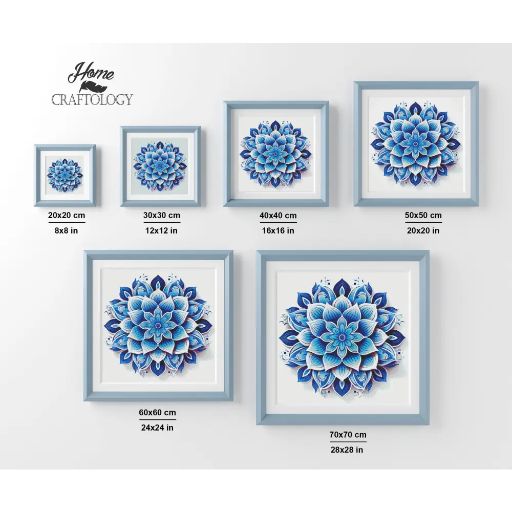 Blue Flower Mandala - Exclusive Premium Diamond Painting Kit - Diamond Painting Kit