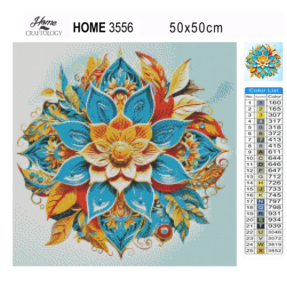 Blue Flower Mandala - Exclusive Premium Diamond Painting Kit - Diamond Painting Kit