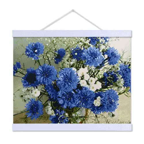 Blue Flowers - Premium Diamond Painting Kit - Diamond Painting Kit