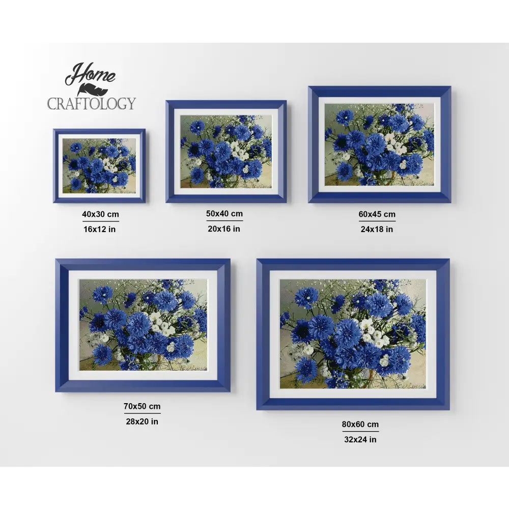 Blue Flowers - Premium Diamond Painting Kit - Diamond Painting Kit