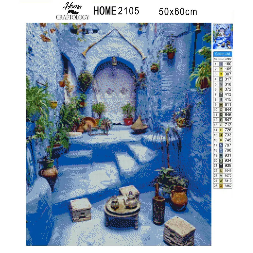 Blue House Interior - Premium Diamond Painting Kit - Diamond Painting Kit