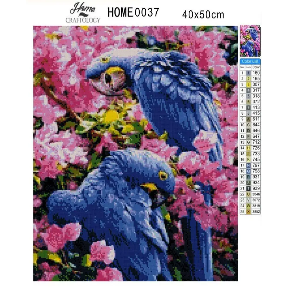 Blue Macaw Birds - Diamond Painting Kit - Home Craftology