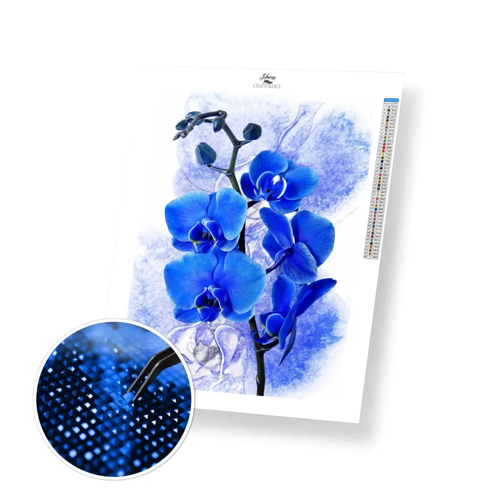 Blue Orchids - Premium Diamond Painting Kit - 30x40cm / 12x16’’ / Square (Most Popular) - Diamond Painting Kit