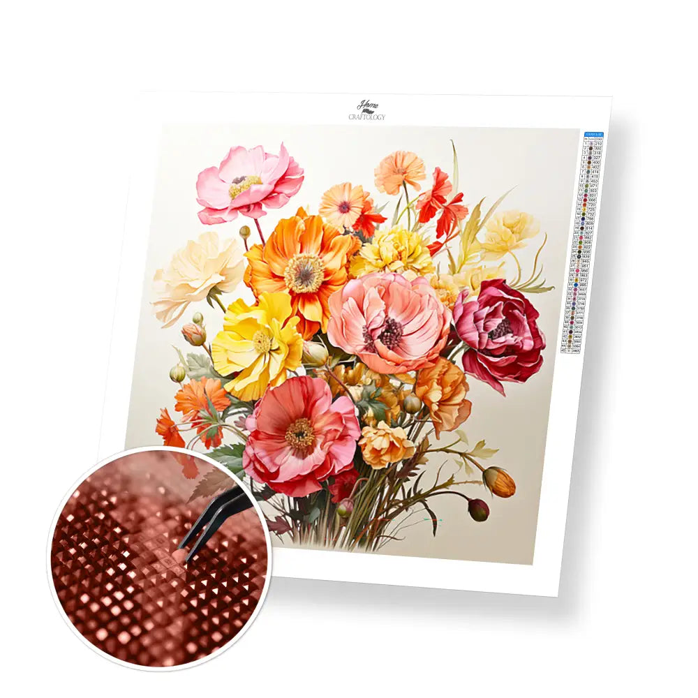 Bouquet of Flowers - Exclusive Premium Diamond Painting Kit - 30x30cm / 12x12’’ / Square (Most Popular) / No Frame
