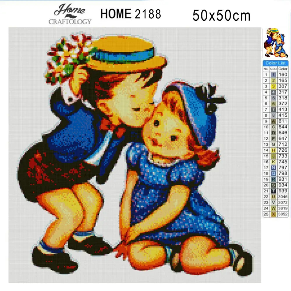 Boy Kisses Girl - Premium Diamond Painting Kit - Diamond Painting Kit