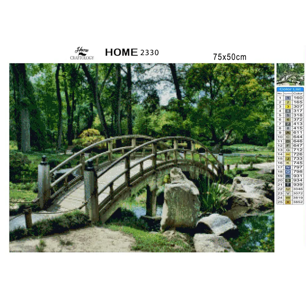 Bridge in a Garden - Premium Diamond Painting Kit - Diamond Painting Kit