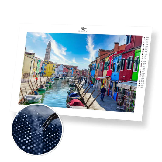 Burano Italy - Premium Diamond Painting Kit - 45x30cm / 18x12’’ / Square (Most Popular) - Diamond Painting Kit