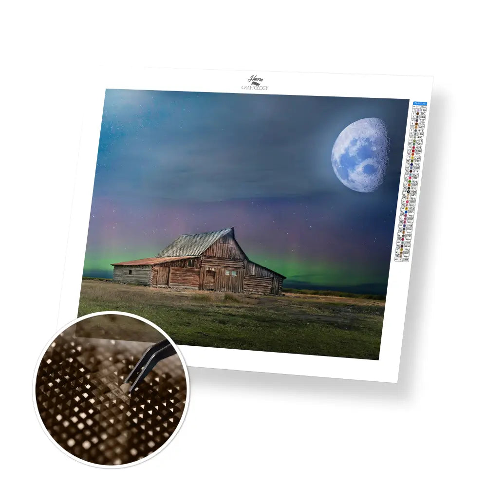 Cabin at night - Premium Diamond Painting Kit - 35x30cm / 14x12’’ / Square (Most Popular) - Diamond Painting Kit