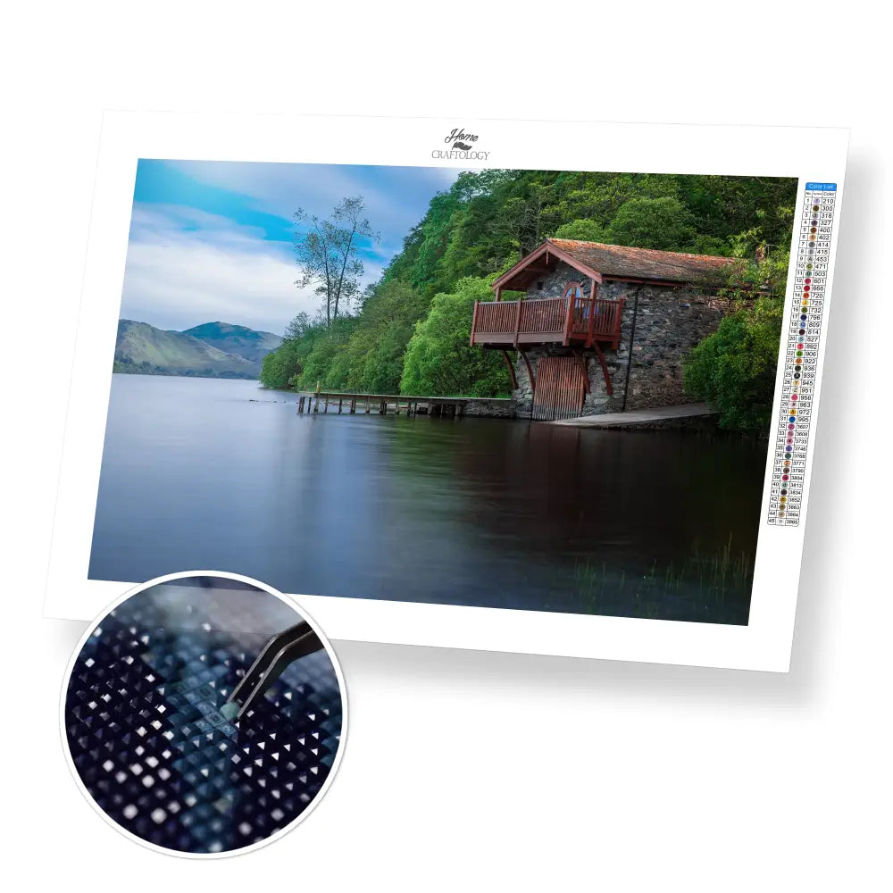 Cabin by the Lake - Premium Diamond Painting Kit - 45x30cm / 18x12’’ / Square (Most Popular) - Diamond Painting Kit
