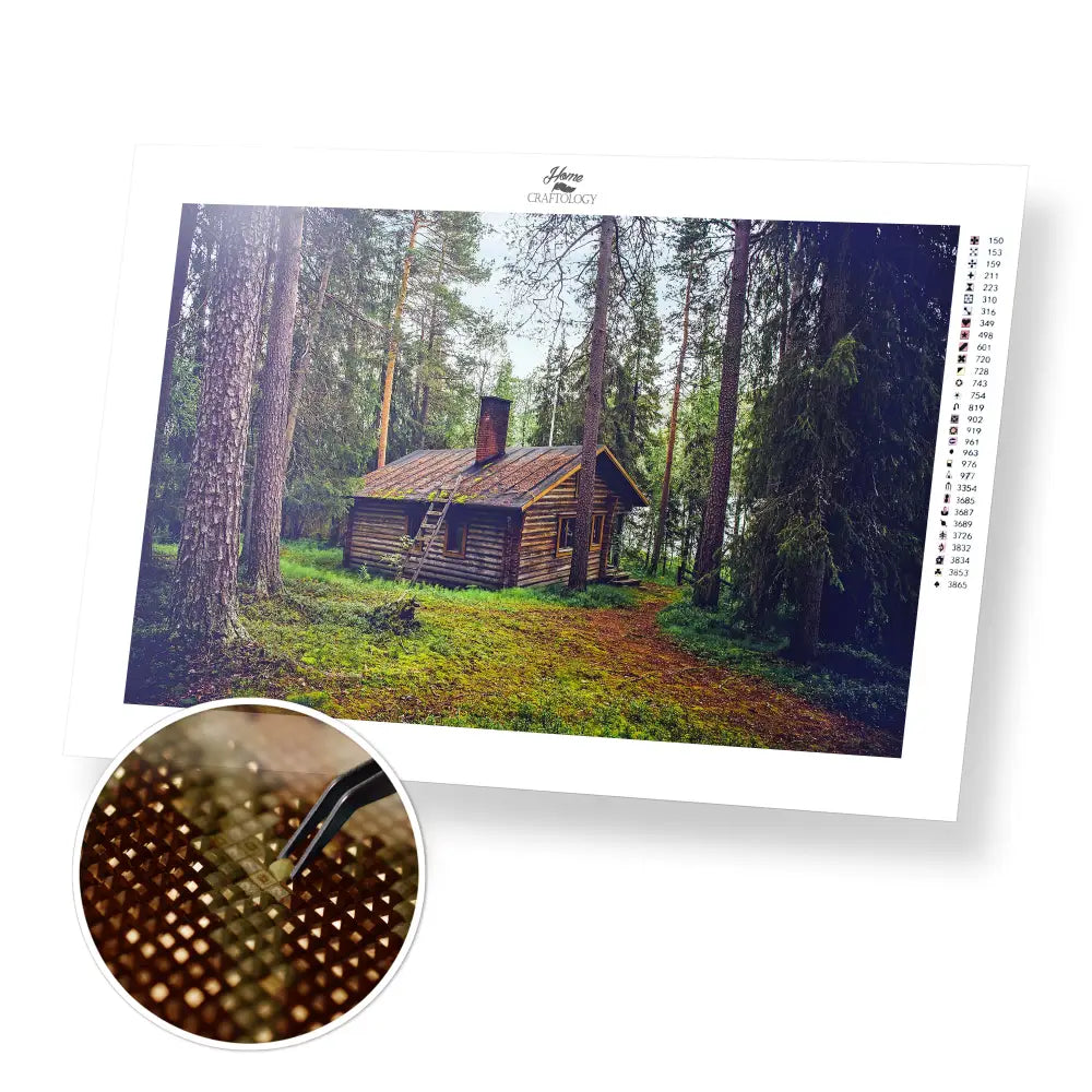 Cabin by the Woods - Premium Diamond Painting Kit - 45x30cm / 18x12’’ / Square (Most Popular) - Diamond Painting Kit