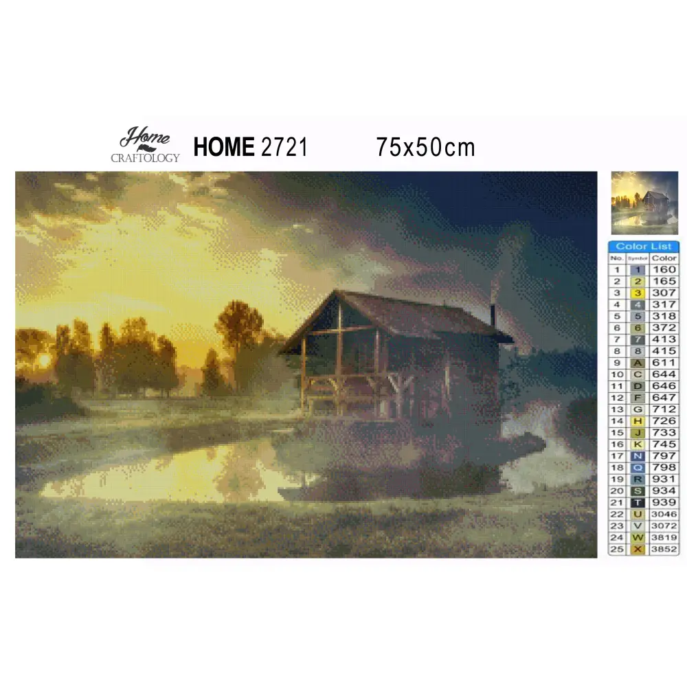 Cabin with Fog - Premium Diamond Painting Kit - Diamond Painting Kit